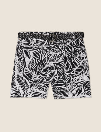 Short droit ceinturé noir femme
