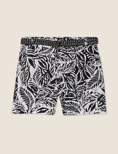 Short droit ceinturé noir femme