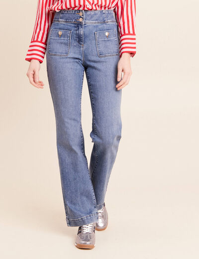 Jean coupe bootcut taille haute denim double stone femme