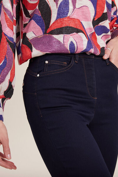 Pantalon léger taille haute 7/8ème denim brut femme