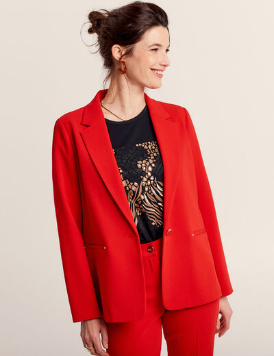 Veste city droite 1 bouton rouge femme