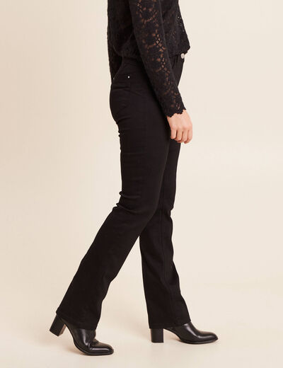 Jean coupe droite taille haute noir femme