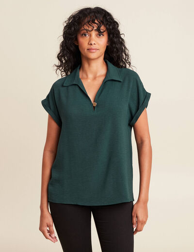 Blouse manches courtes vert foncé femme