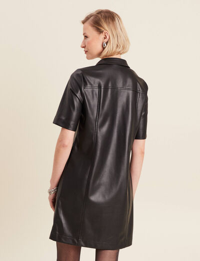 Robe droite simili cuir noir femme