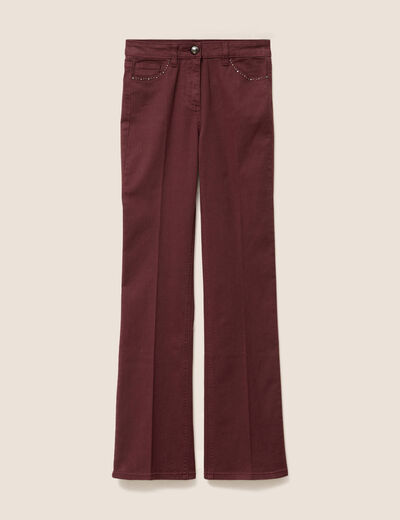 pantalon bootcut en jean bordeaux femme