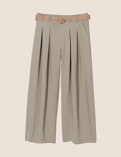 Pantalon jupe-culotte large vert clair femme