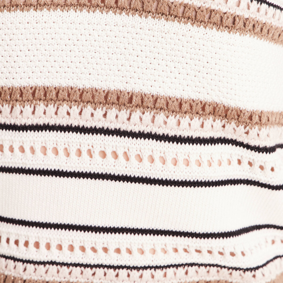 Pull col tunisien manches longues marron femme