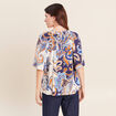Blouse ample col v manches 3/4 bleu femme