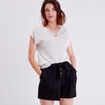 Pull à manches courtes ecru femme