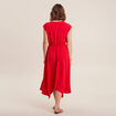 Robe évasée taille smockée rouge femme
