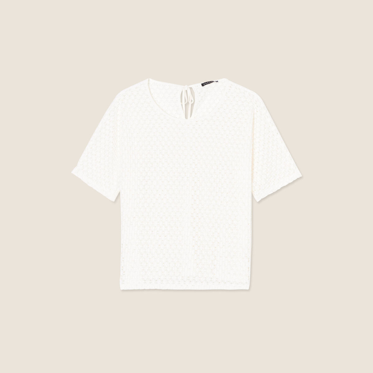 Blouse manches courtes crochet ecru femme