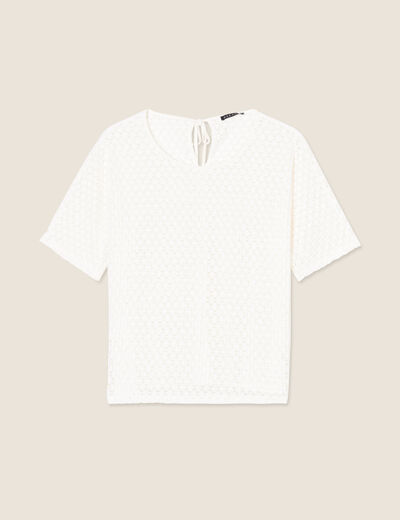 Blouse manches courtes crochet ecru femme