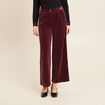 Pantalon large velours bordeaux femme