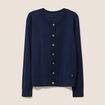 Gilet col rond bleu marine femme