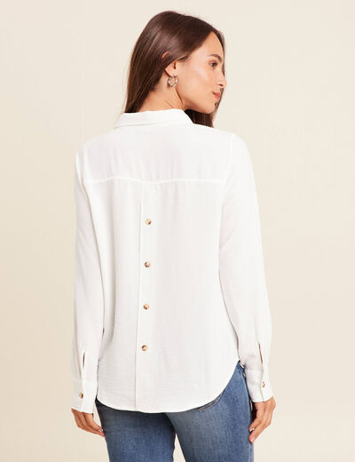 Chemise fluide manches longues ecru femme