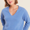 Pull en cachemire col v bleu violet femme