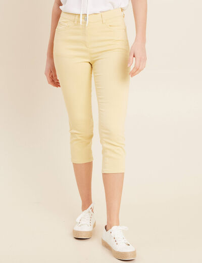 Pantacourt droit taille standard jaune clair femme