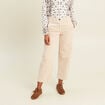 Pantalon barrel 7/8&egrave;me en velours sable femme