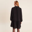 Robe courte &eacute;vas&eacute;e col v manches longues noir femme