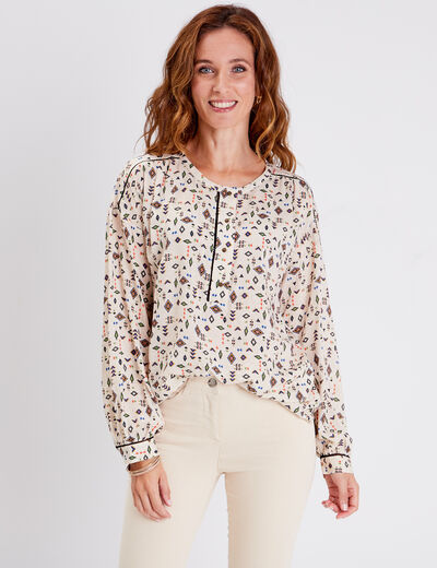 Blouse manches longues beige femme