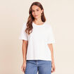 T-shirt col rond manches courtes sequins blanc femme