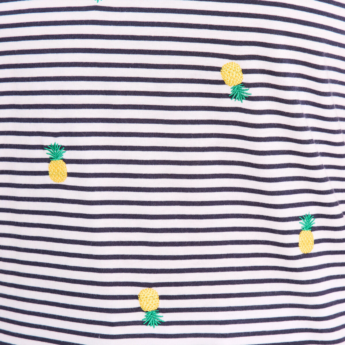 T-shirt droit broderie manches courtes bleu femme