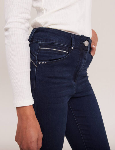 Jean coupe ajust&eacute;e 7/8&egrave;me taille haute denim brut femme