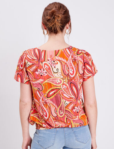 Blouse manches courtes orange femme