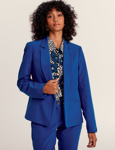 Veste city droite manches 3/4 bleu foncé femme