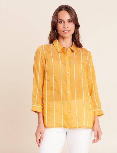 Chemise ample manches 3/4 col chemise jaune femme