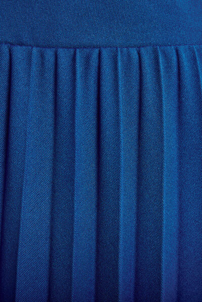Jupe midi évasée plissée bleu electrique femme