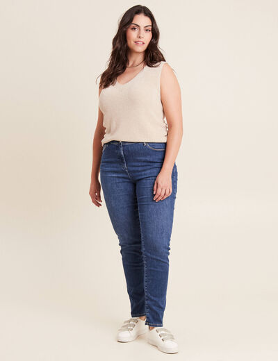 Jean magique L'Unique coupe ajust&eacute;e denim double stone femme