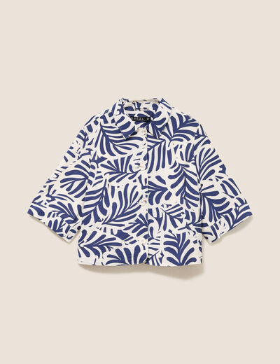 Veste courte manches 3/4 blanc femme