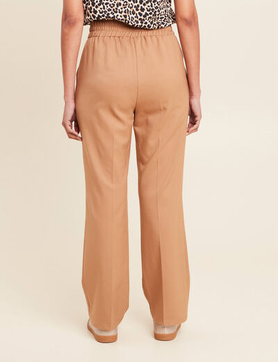 Pantalon droit taille haute camel femme
