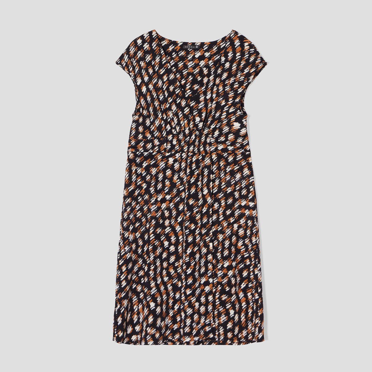 Robe droite col en V noir femme