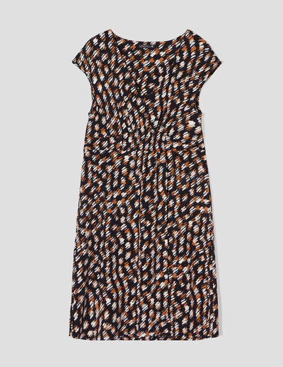 Robe droite col en V noir femme