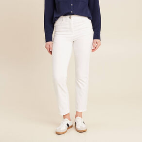 Pantalon droit taille haute 7/8ème blanc femme
