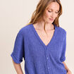 Chemisette effet boule manches courtes bleu roi femme