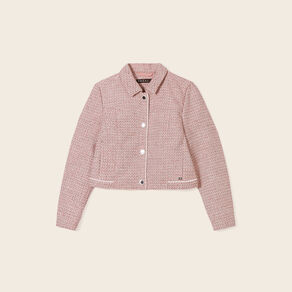 Veste droite boutonnée rose clair femme