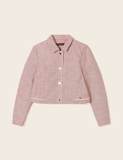 Veste droite boutonnée rose clair femme