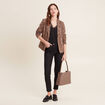 Veste tailleur col ch&acirc;le beige femme