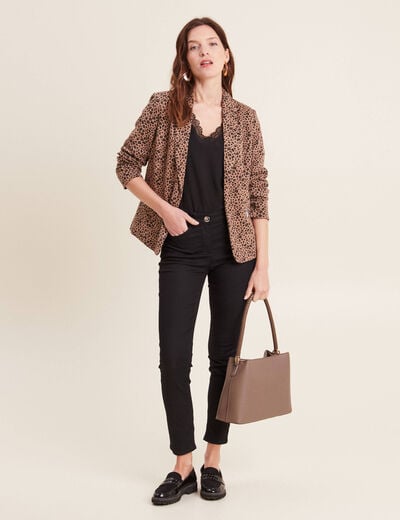 Veste tailleur col châle beige femme