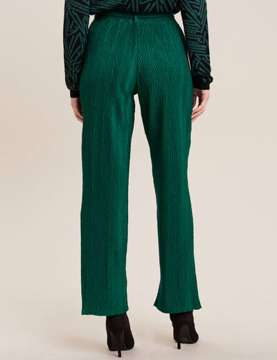 Pantalon large ceinturé vert femme