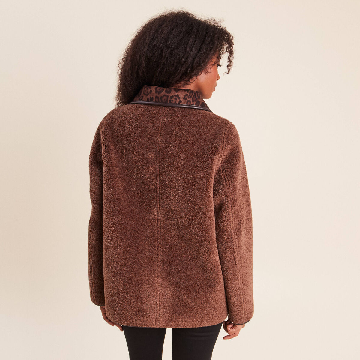 Manteau r&eacute;versible marron femme