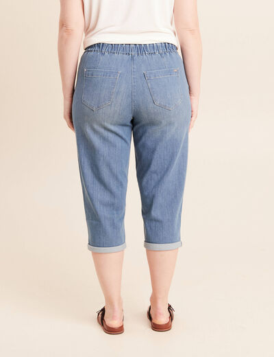 Pantacourt coupe mom denim double stone femme