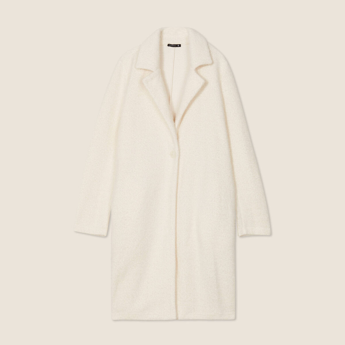 Gilet long boutonn&eacute; ecru femme