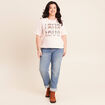 T-shirt col rond manches courtes rose clair femme