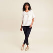 Blouse crêpe manches courtes beige femme