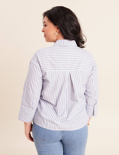 Chemise manches 3/4 bleu femme