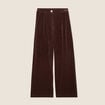 Pantalon large velours marron femme